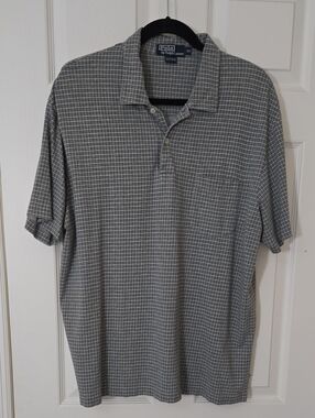 Men's Short Sleeve Polo in Gray Plaid